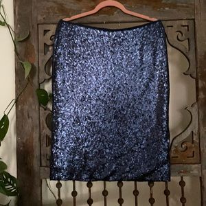 Blue Sequin Pencil Skirt